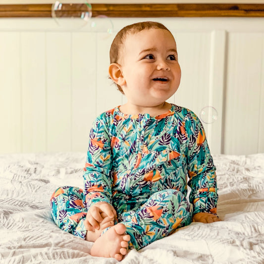 Long-sleeve Bamboo Zip Romper (Bootysuit) - Holy Moth Balls