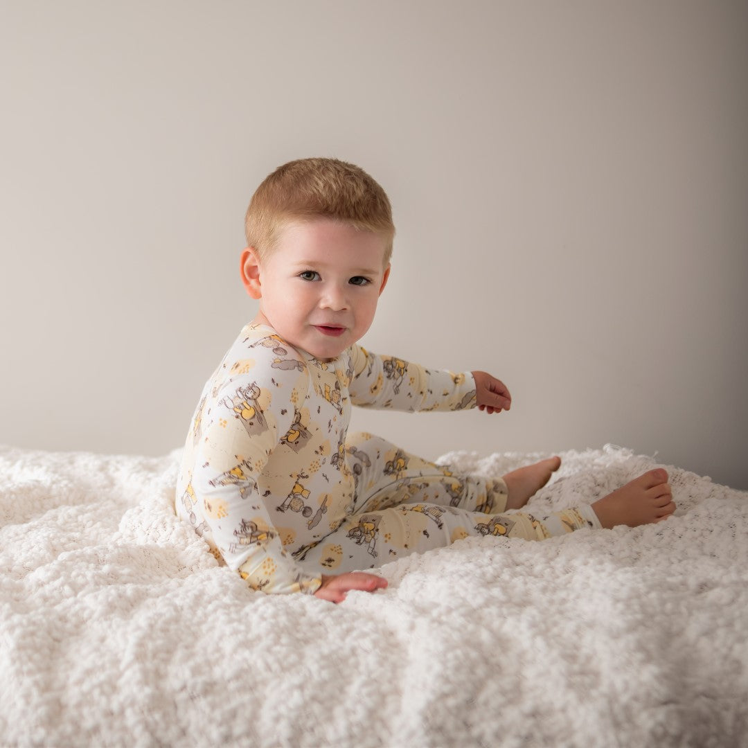 Long-sleeve Bamboo Zip Romper (Bootysuit) - Hundred Acre Woods