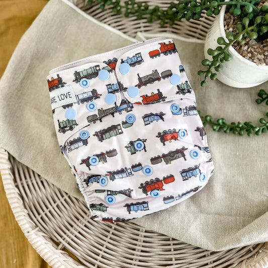 Basic Nappy - Choo Choo Trains (Snaps)
