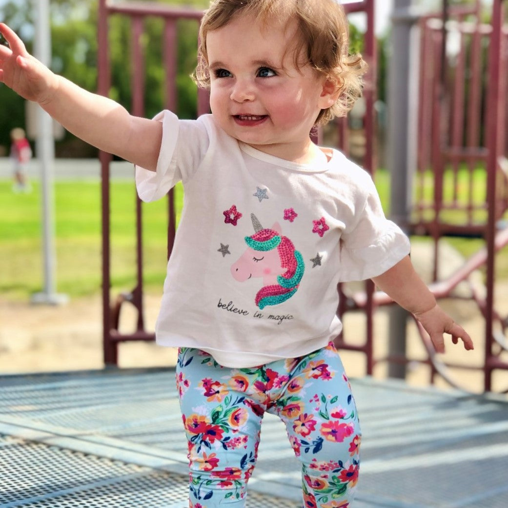 Leggings - Aqua Floral