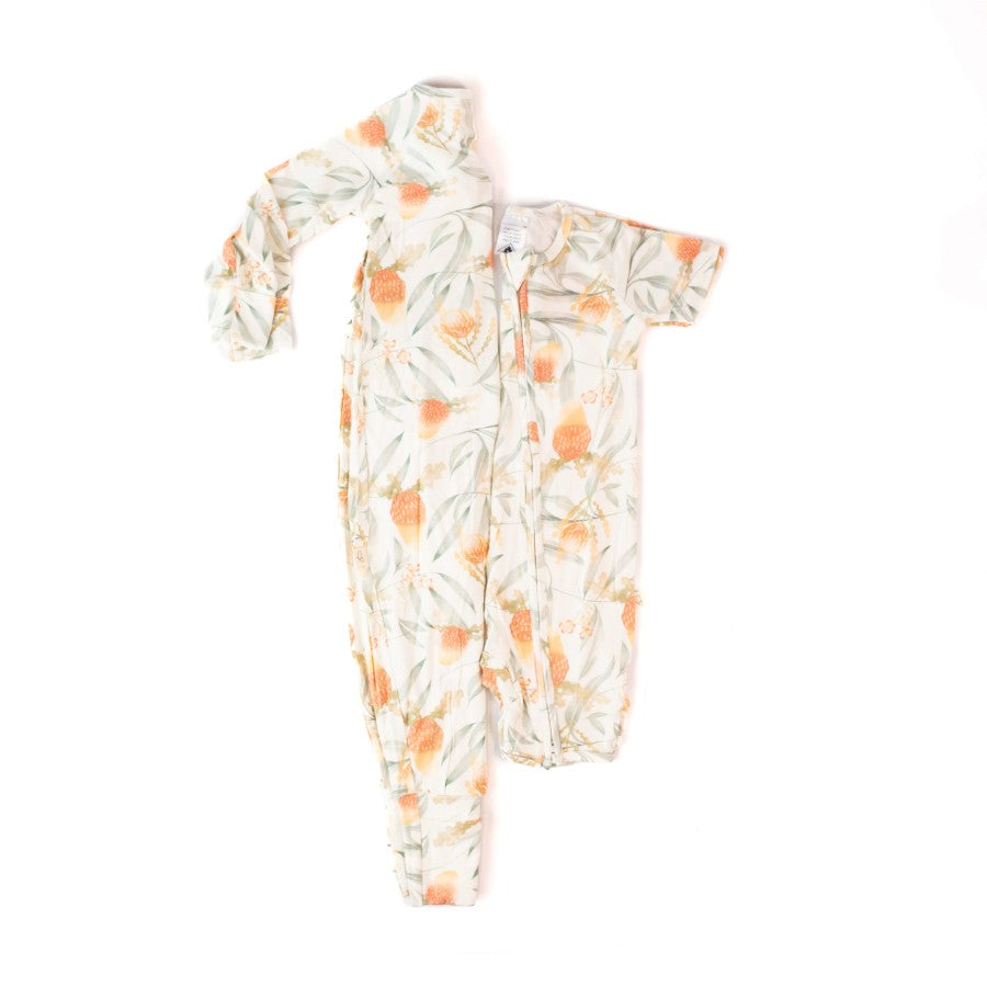 Long-sleeve Bamboo Zip Romper (Bootysuit) - New Beginnings