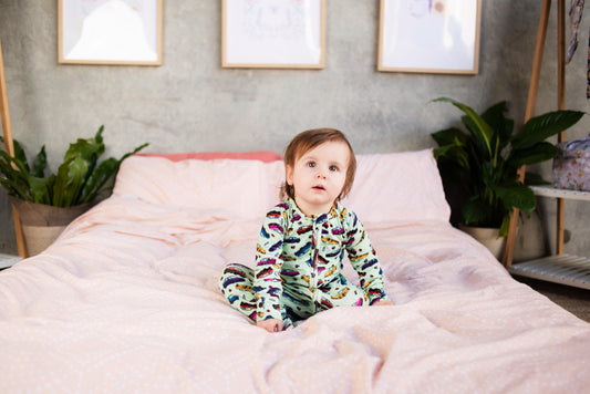 Long-sleeve Bamboo Zip Romper (Bootysuit) - Turbo Charged