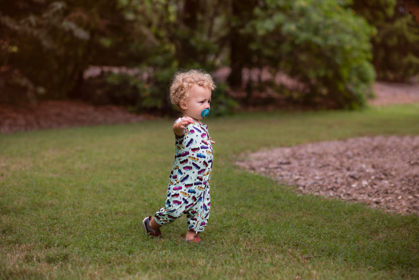 Long-sleeve Bamboo Zip Romper (Bootysuit) - Turbo Charged