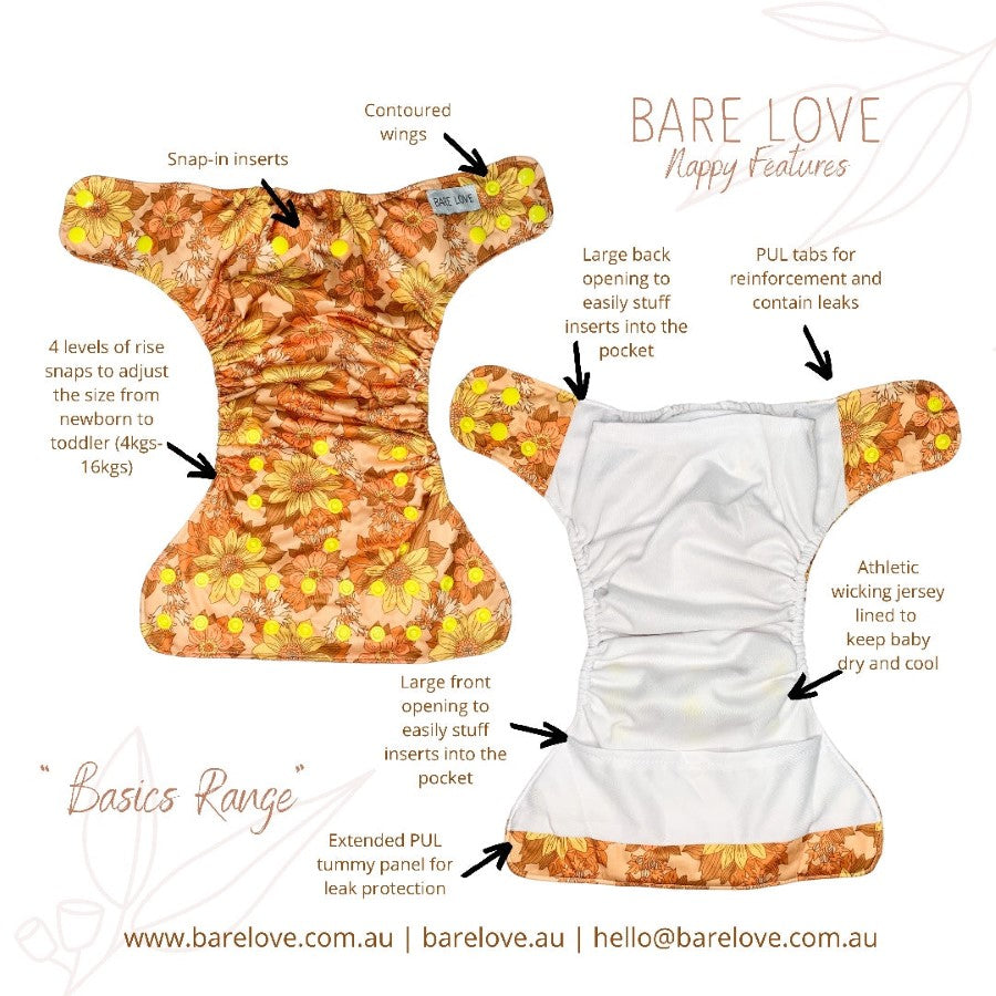 Basic Nappy - Santorini Summer (Snaps)