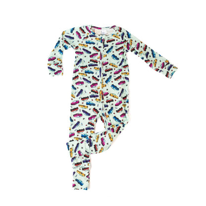 Long-sleeve Bamboo Zip Romper (Bootysuit) - Turbo Charged