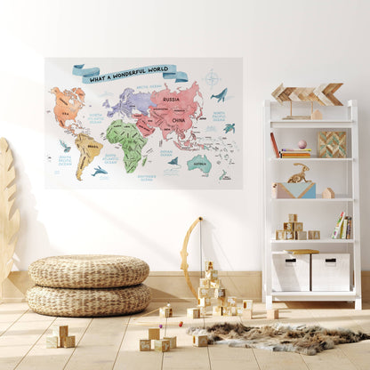 Printable Watercolour World Map with Countries
