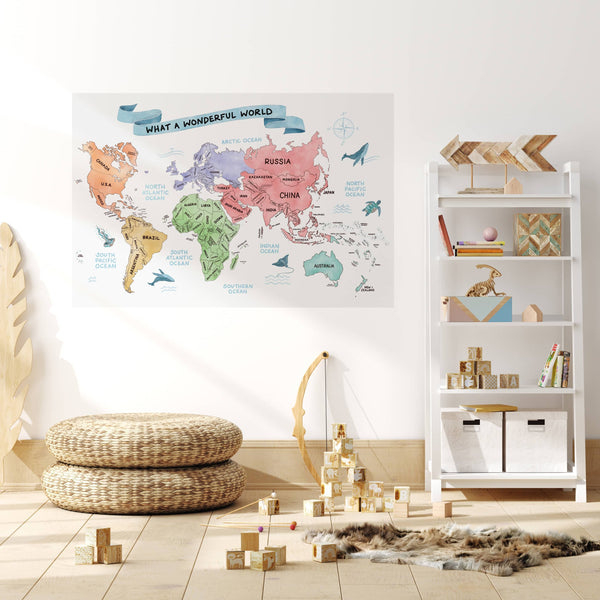 Watercolour World Map (canvas)